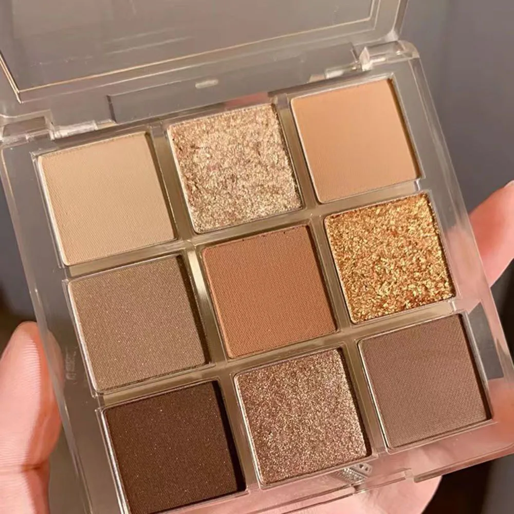 Nueva paleta de sombra de ojos de nueve colores, mantequilla, naranja, marrón, mate nacarado, brillo, sombra de ojos brillante, maquillaje de ojos de larga duración