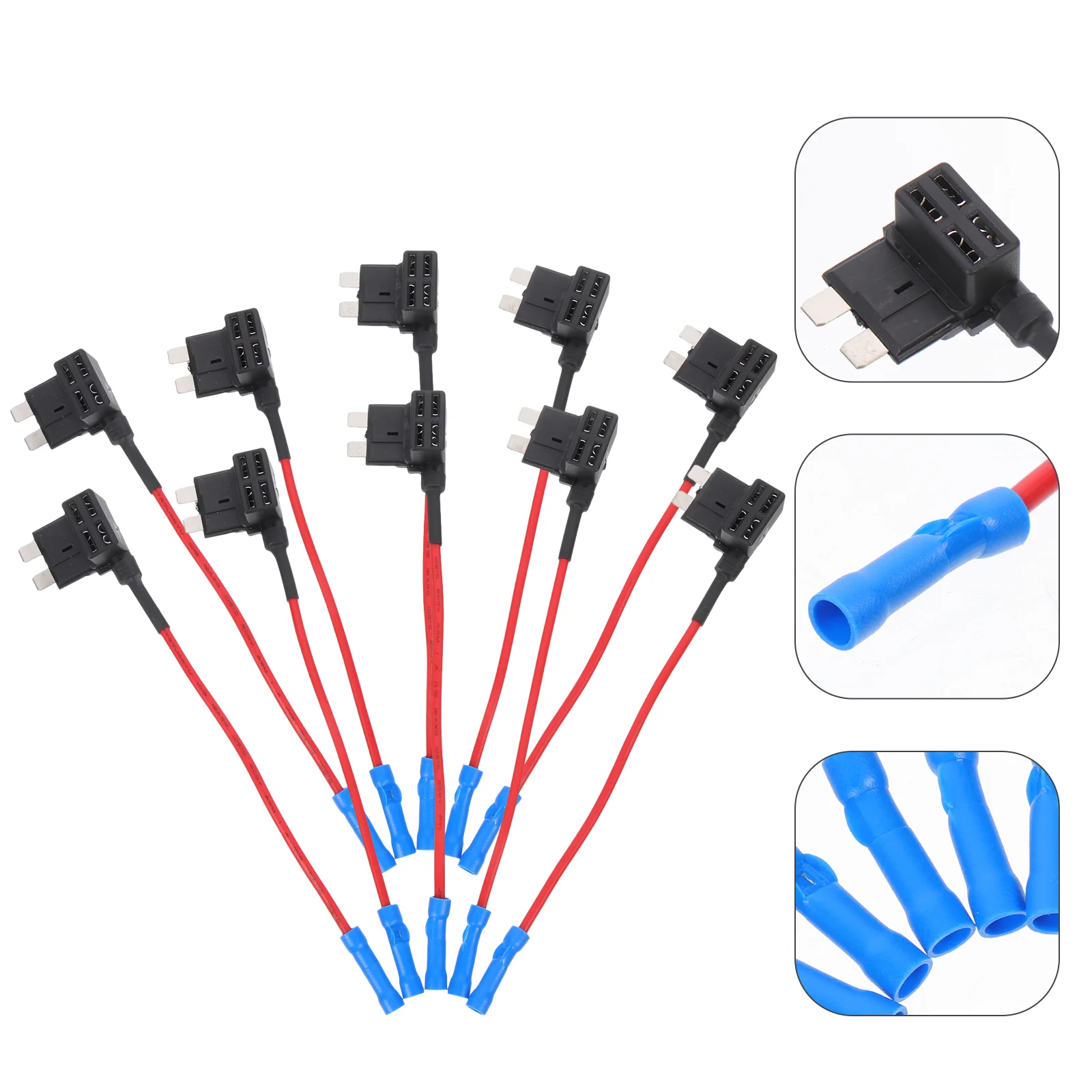 

10 Pcs Automotive Electric Take-off Point Line Kit Heavy Duty Wire Fuse Holder Tap Dashcam Hard Wiring