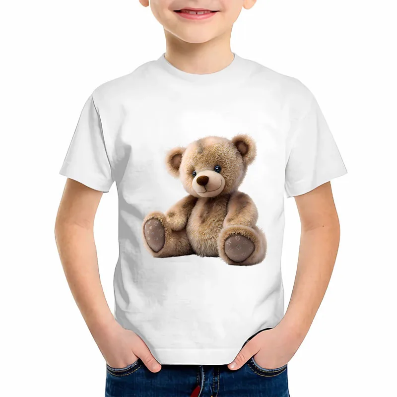 Cartoon Plush Teddy Bears DTF Heat Transfer Stickers For Children Clothes Iron On Washable Patch Funny Parent Child Costume DIY