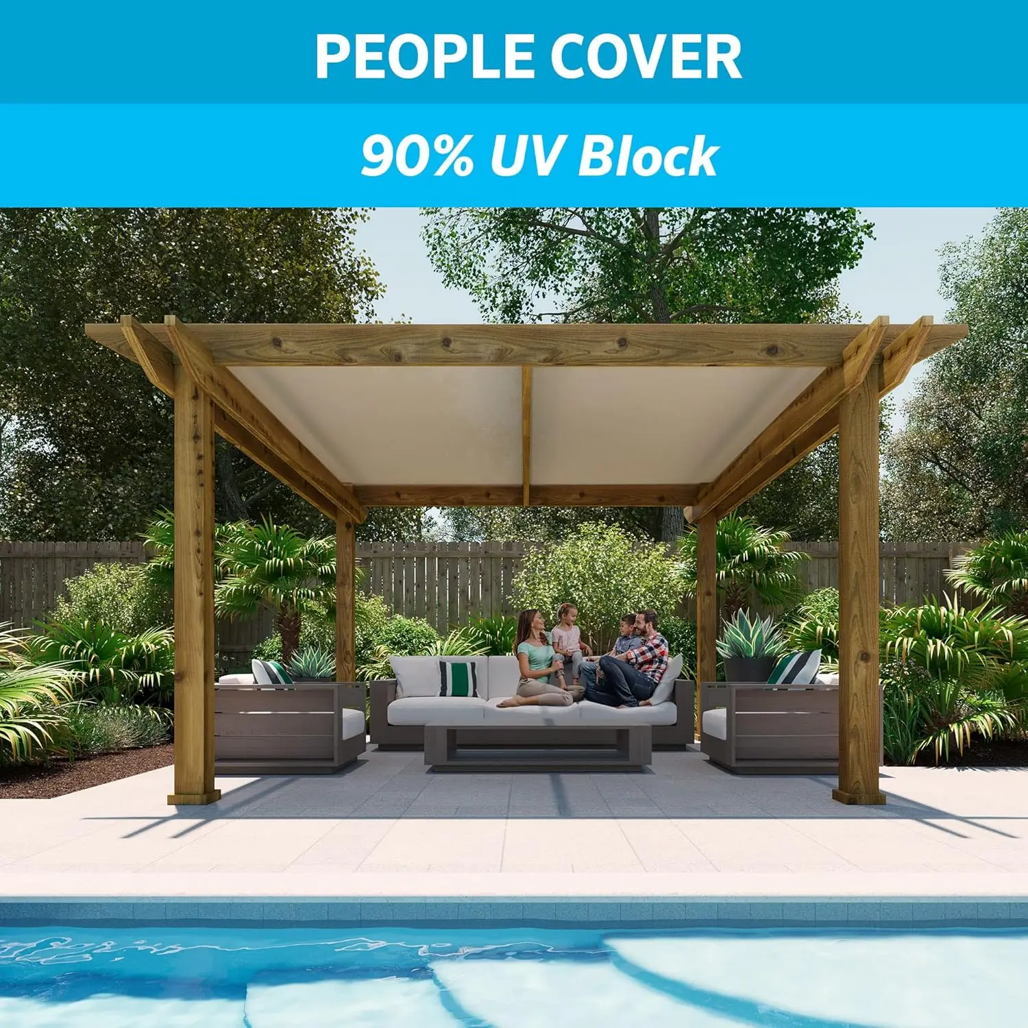 UV Block Sun Protection and Privacy Screen Shade Fabric Roll for Pergolas, Porches, Gazebos