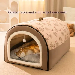 Nido grande para perro, casa cálida de invierno, cama extraíble y lavable para perro, Casa Grande de temporada, suministros para dormir para mascotas, nido para gatos