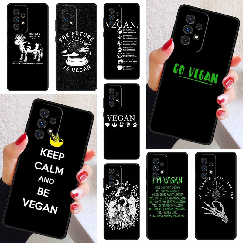 Vegetarian Quotes VEGAN LOVE VEGGIE Phone Case For Samsung A52 A72 A73 A20e A21S A50 A70 A11 A12 A42 A31 A40 A51 A71 A32 A80 A91