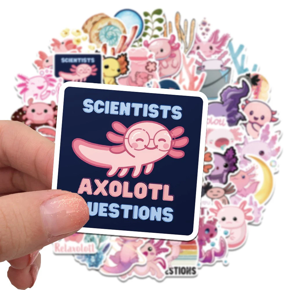 

10/30/50/100pcs Kawaii Axolotl Cartoon Stickers Decal Graffiti DIY Diary Scrapbook Tablet Laptop Waterproof Sticker for Kids Toy