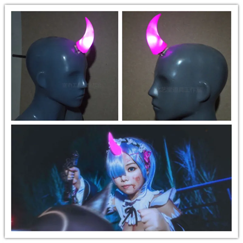 Re: Zero Kara Hajimeru Isekai Seikatsu Ram Rem Cosplay, Halloween Prop, chifres do diabo, Headband, Carnival Party Acessórios