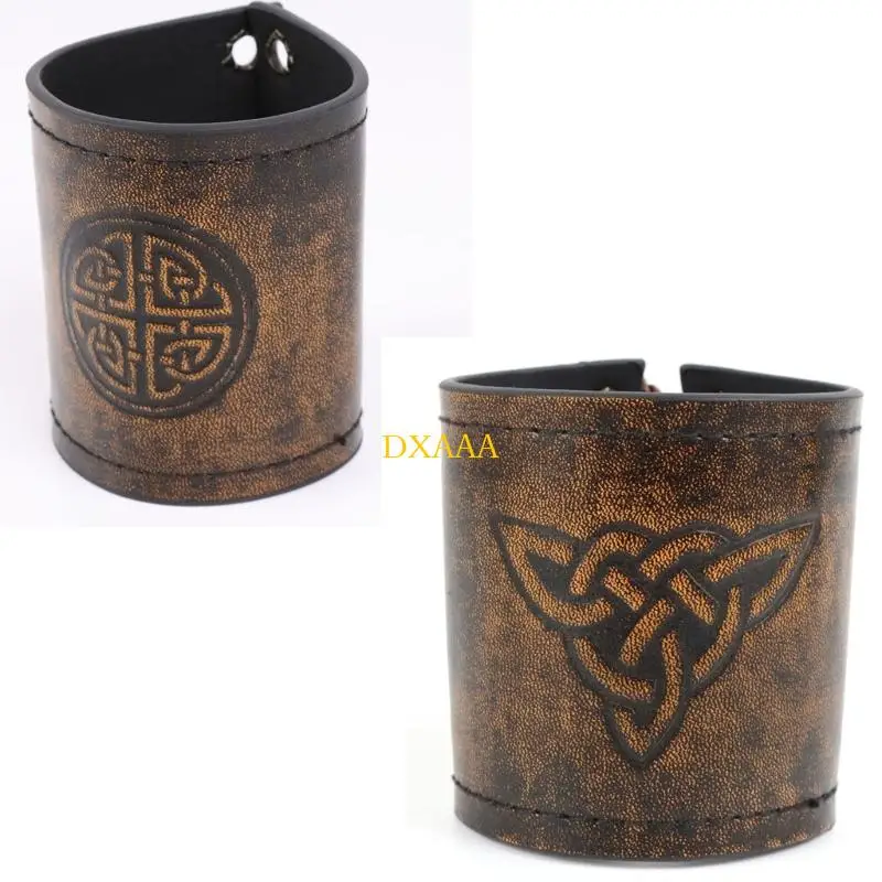 DXAA Guardia brazo medieval Guantallas cuero PU ajustable pulsera en relieve para hombres