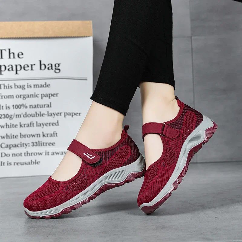 Zapatos informales de verano para mujer, zapatillas de deporte con plataforma de alta calidad, suela suave, zapatos de senderismo al aire libre,