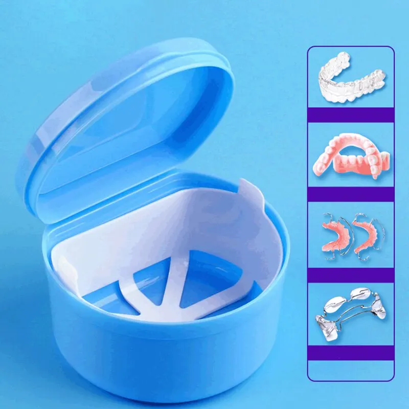 Dental Care Box Dental Holder Cleaning Box Orthodontic Appliance Denture Immersion Cleaning Box Belt Filter Cleaning 1pc