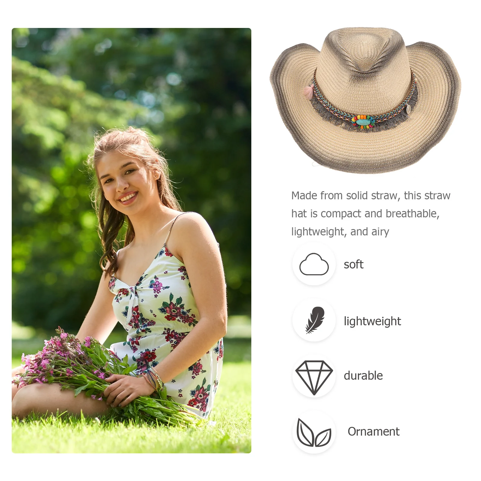 

Cowboy Hat Women Men Foldable Wide Brim Straw Sun Hat Outdoor Travel Summer Fashion Sunhat Hats for Women Straw Hats for Men