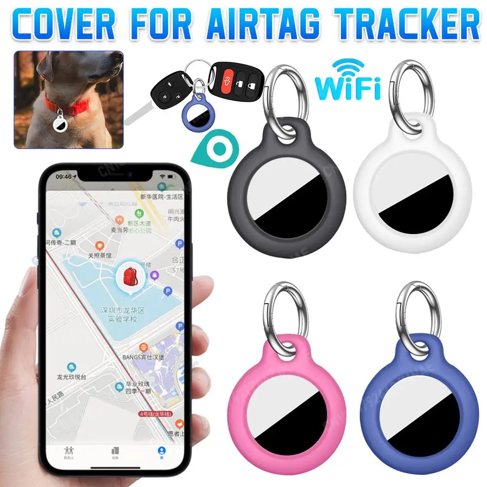 Silicone Airtags Case Keychain For Apple Airtag Protective Cover Bumper Shell Tracker Accessories Anti-scratch Air Tag Key Ring