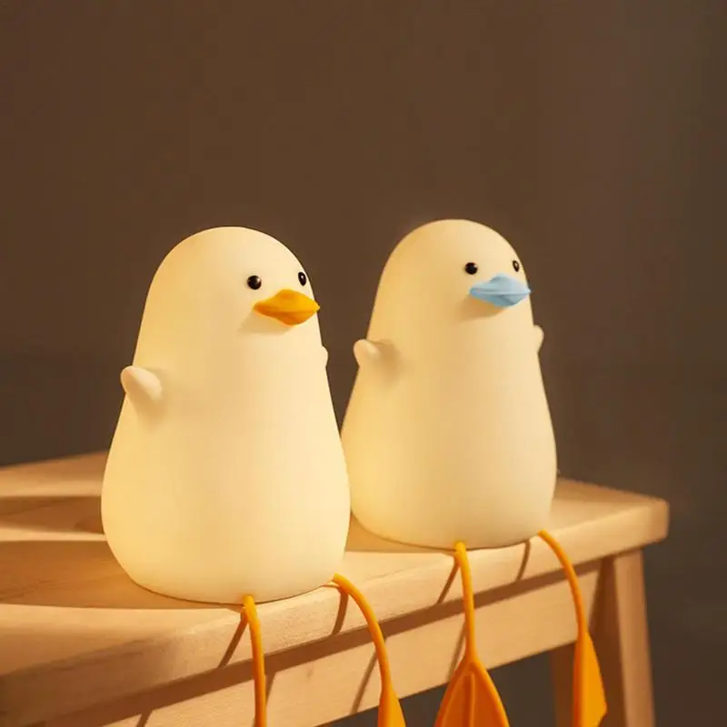 Lampu Bebek Silikon Lampu Malam Bebek dengan Sensor Sentuh Lampu Bebek LED Licin Isi Ulang dengan Pengatur Waktu 20 Menit & Kontrol Keran Sebagai