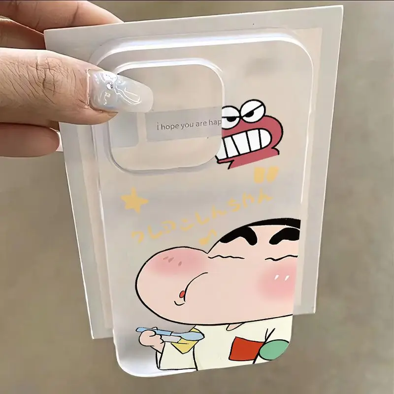 Kawaii تلوين شين تشان جراب هاتف آيفون 16 برو ماكس 15 14 زائد 11 12 13 البسيطة لينة الكرتون للصدمات عودة يغطي #2