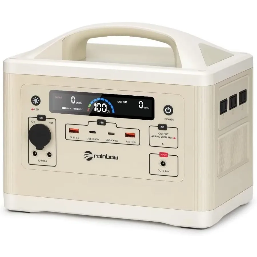 

Портативная резервная батарея LiFePO4 емкостью 700 Вт, 537 Втч с 3 пиковыми розетками переменного тока 110 В/700 Вт, 1400 Вт, идеально подходит для кемпинга на открытом воздухе