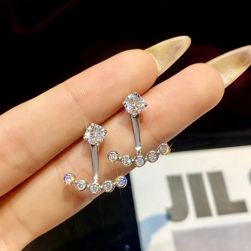 

GRA 0.5CT Moissanit Diamond Round Stone With Earrings for Women Daily Wear Real 925 Sterling Silver High Quality Fine Jewelry