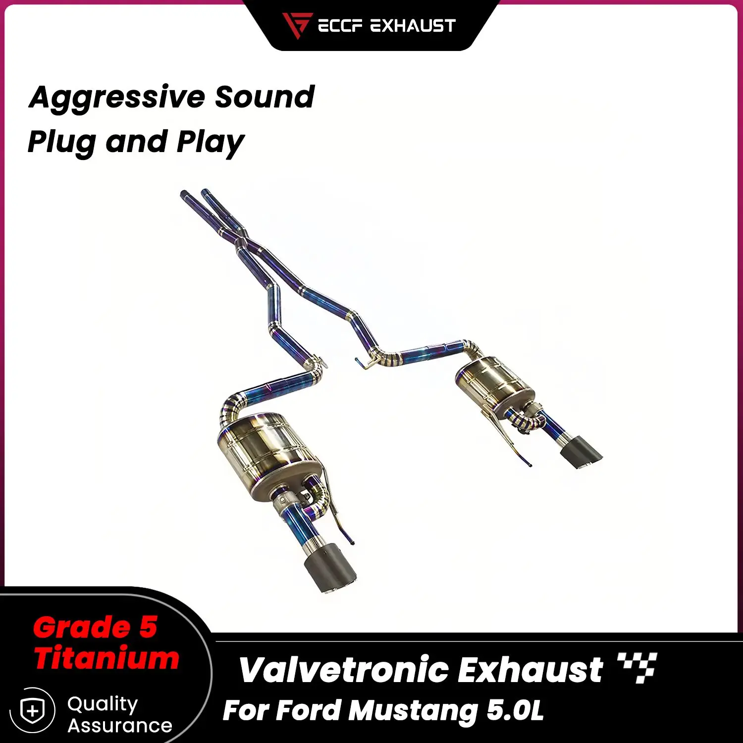 

Sporty TItanium Valvetronic Catback Exhaust for Ford Mustang 5.0L Unleash True Exhaust Performance Easy Installation