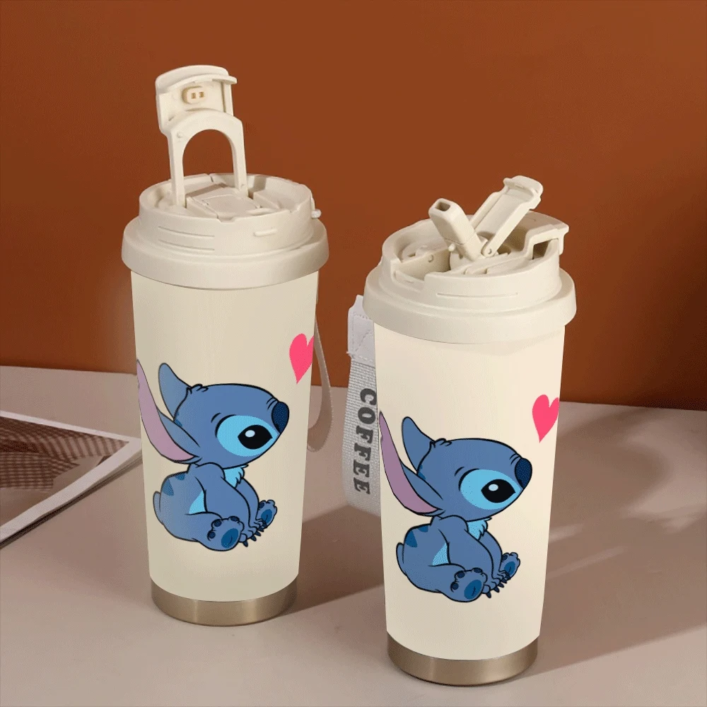 

Stitch Pattern Water Cup Large Capacity Boys Cartoon Insulated Cups Stitch Angel Cartoon Outdoor Sports Fitness Portable Handle