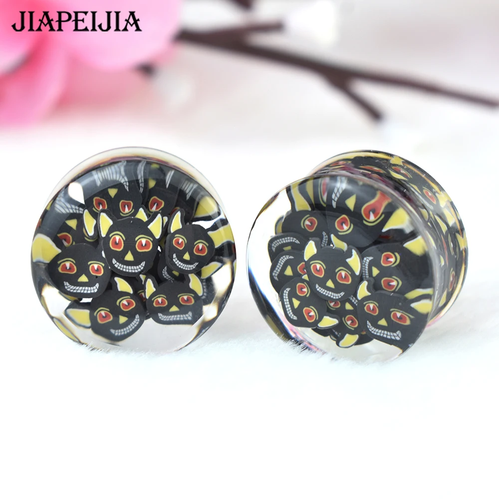 2pcs Halloween Ear Plug Tunnels Gauges Ear Stretcher Double Flared Plug Body Piercing Jewelry for Women Me