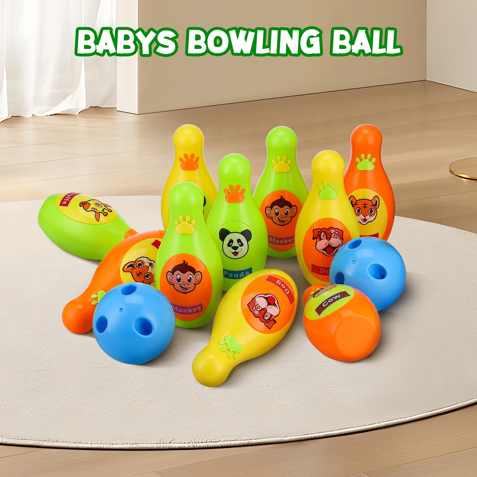 

Children Bowling Set Kids Toy Safe Durable Animal Designs Skill Development Toddler Games Plastic Toys