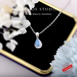 ITSMOS Moonstone s925 Sterling Silver Pendant Necklace Healing Gifts Waterdrop Moonstone Jewelry Mother Gifts for Women