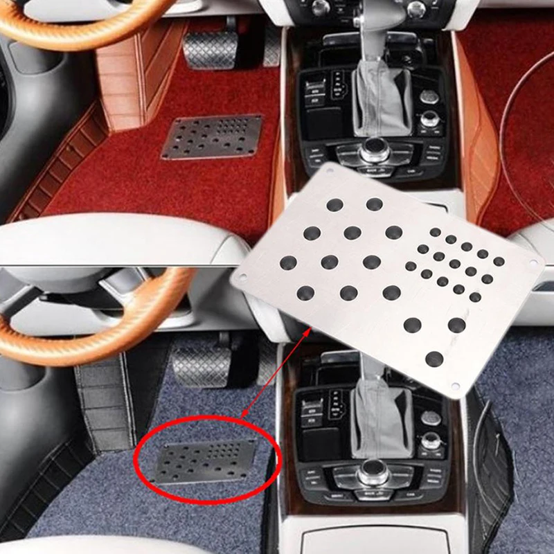 Car Floor Mat Carpet Thick Aluminiun Heel Plate Pedal Auto Cover Car Non-slip Carpet Patch Foot Heel Scuff Plate Anti-skid Pad