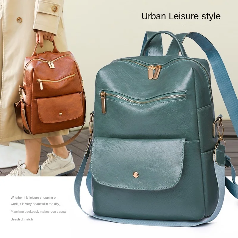 Large Capacity New Women's Backpack High-grade Texture Versatile Commuter Leisure Fashion Leather Fabric High Luxury Backpack