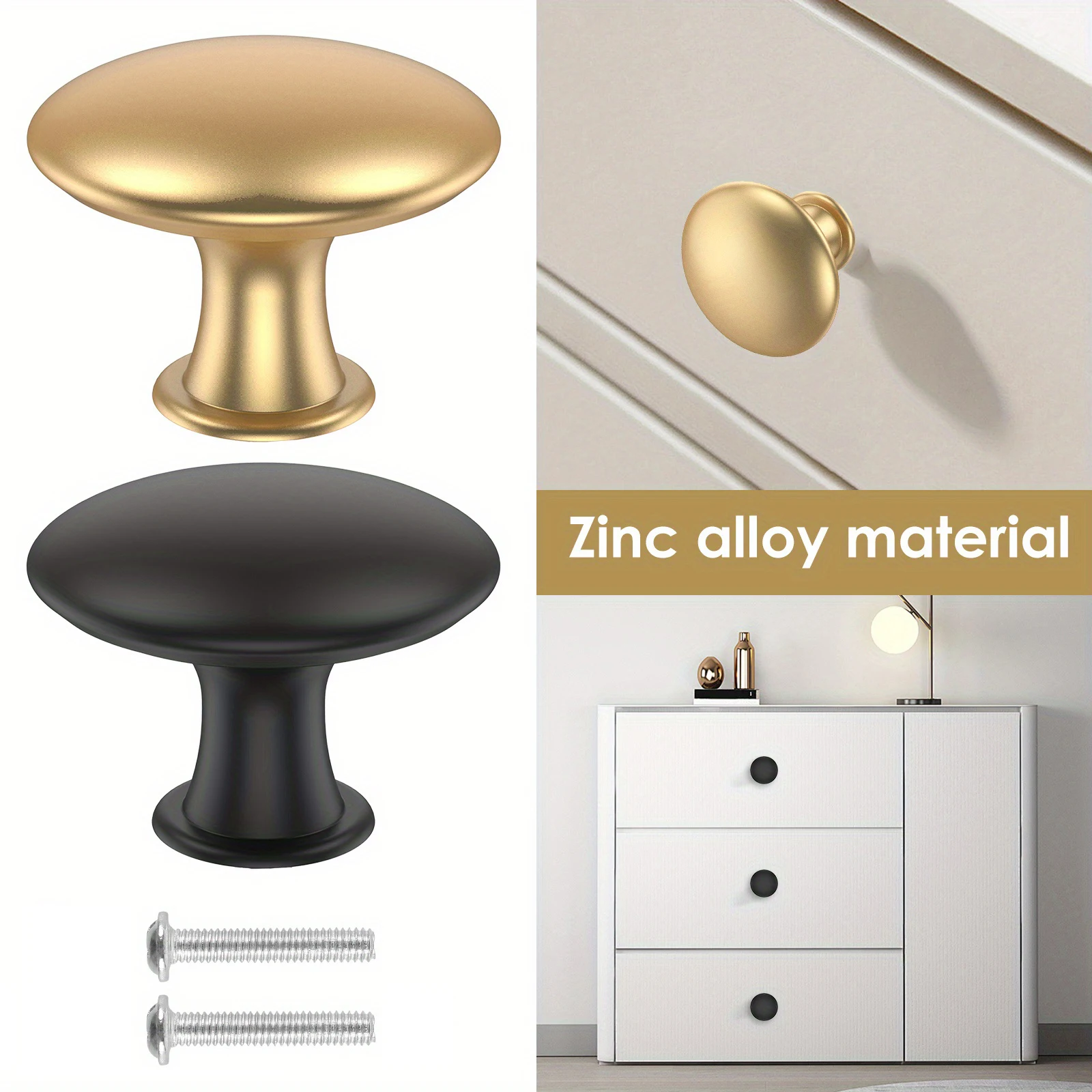 10pcs Drawer Knobs Zinc Alloy Featuring Rust-Resistant Dresser Knobs with Screws Handles Drawer Cabinet Furniture Kitchen Handle