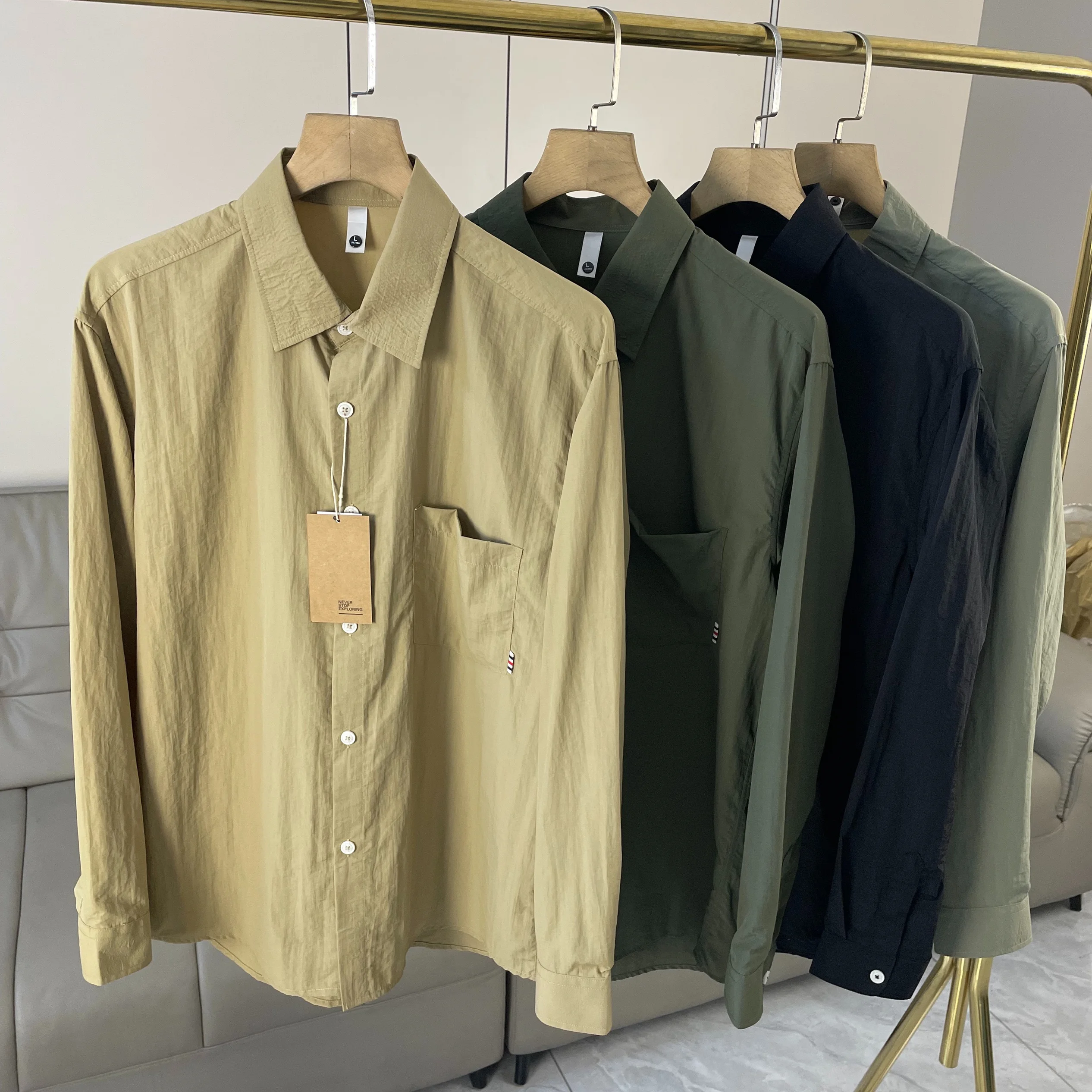 

Outdoor Lightweight Qui Dry Breathable Sunscreen Spring Summer Men's Faion Casual Long Sve irt Thin Loose Coat
