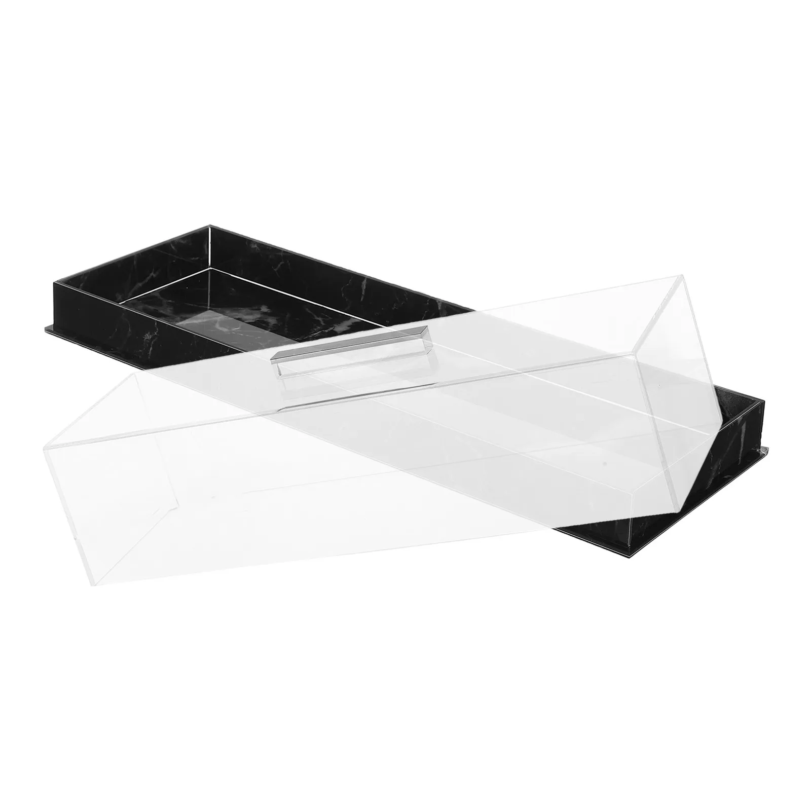 

Rectangular Marble Cake Display Case Acrylic Cover Dessert Tray Elegant Party Wedding Serving Stand Large Rectangle Cake Platter