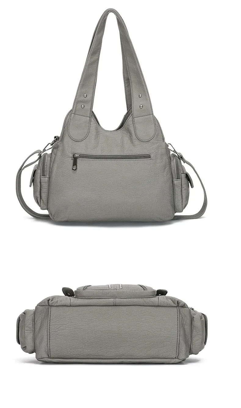 Damenhandtaschen, schwarze Vintage-Umhängetaschen, modische PU-Handtasche, Angel Kiss, Damen-Satchel, große Umhängetasche, feminina. – Detail 7