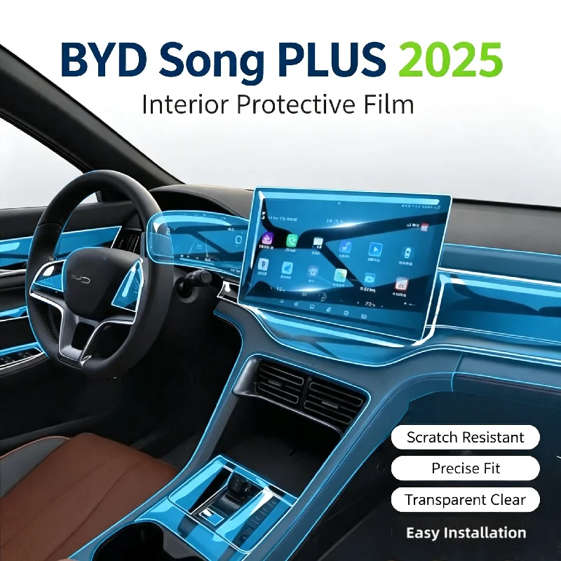 For 25 Models of BYD Song Plus Center Console Film Interior Full Set Transparent Protective Film Car Interior Film Supplies