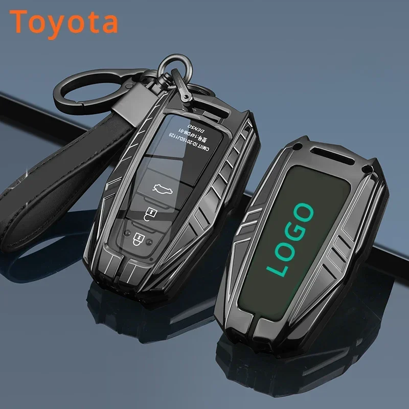 

Metal Remote Key Case for Car Cover Holder Fob for Toyota Crown Mirai Alpharo Vellfire Corolla Cross Prius Camry BZ4X Keychain