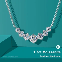 Collar de moissanita para mujer, joyería fina de boda con certificados, Plata de Ley 925 chapada en oro blanco de 18k