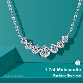Moissanite สร้อยคอสําหรับผู้หญิงงานแต่งงาน Fine เครื่องประดับที่มีใบรับรอง 925 เงินสเตอร์ลิงชุบ 18 K สีขาวทองสร้อยคอ