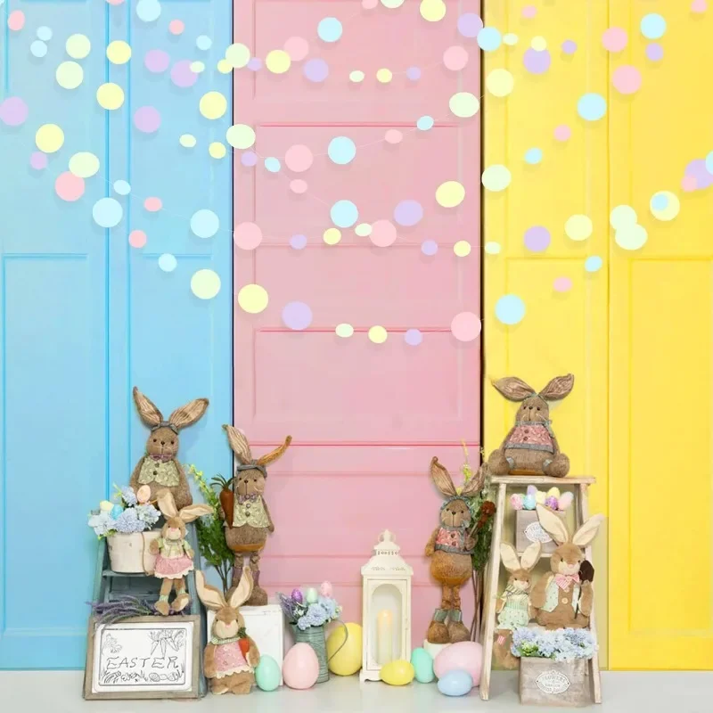 Pastell Kinder Geburtstags feier Dekorationen blau lila rosa grün Kreis Girlande hängen für Baby party Papier Tupfen Luft schlangen – Detail 5