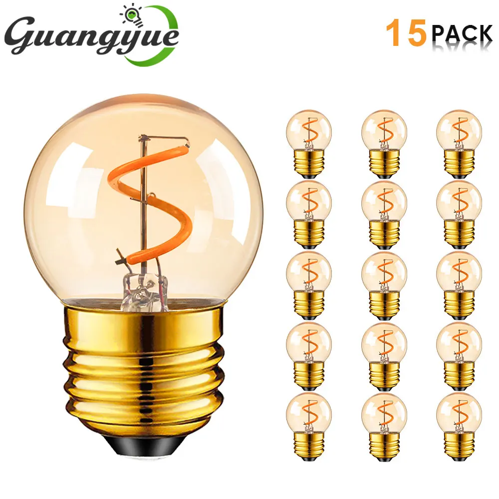 

G40 Amber Glass Led Replacement Bulbs E12 Soft Warm 2200K Globe Light Bulb for Indoor Outdoor String Lights Party Patio Garden