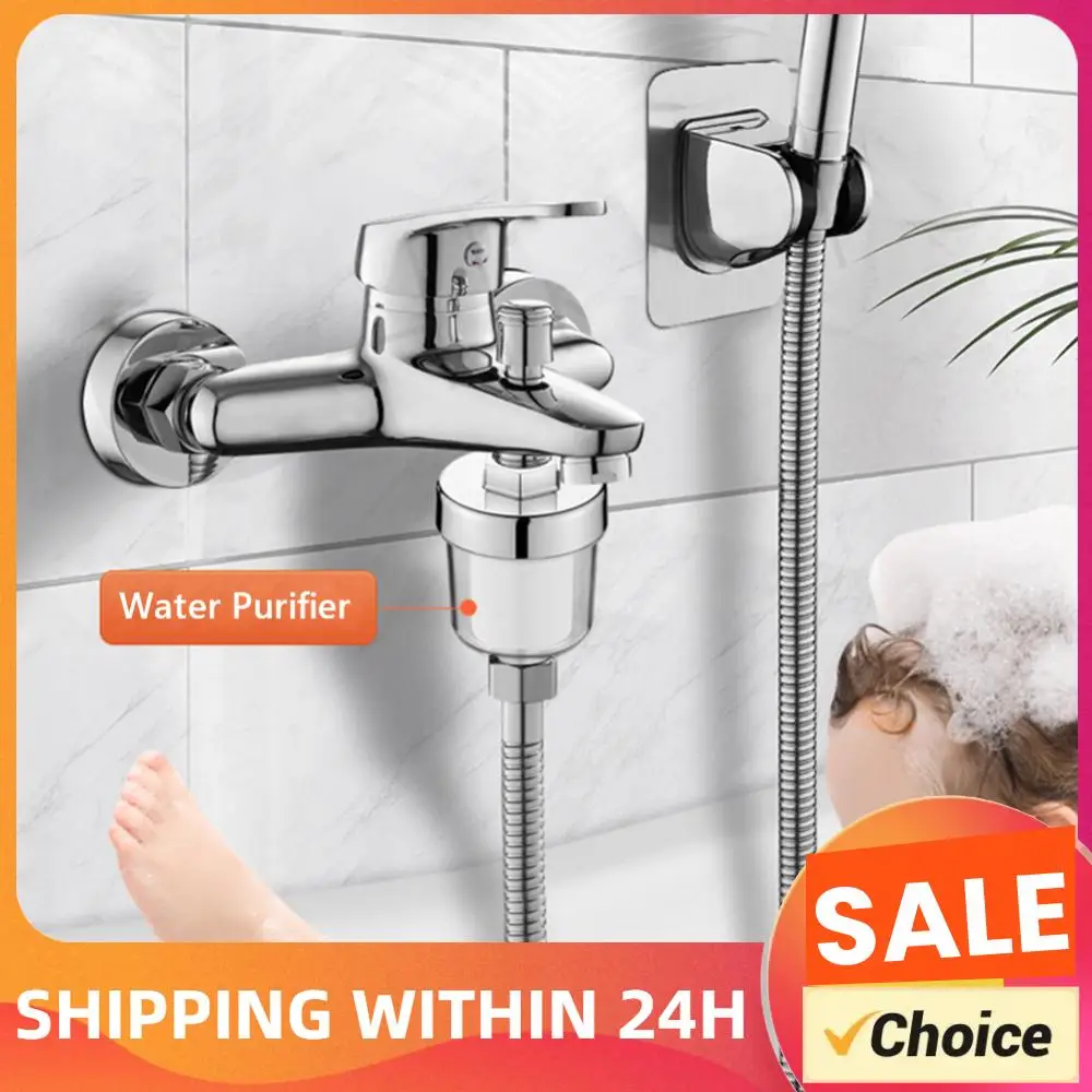 Hard Water Softener Transparent Bathroom Filtration System 3.5x2.4in Household Water Filter for Improving Skin Hair Nails Health