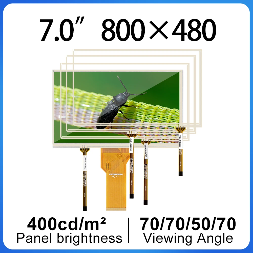 

7 Inch 800x480 Resolution 50 Pin TFT LCD display With Four-wire resistive touch screen RGB Screen Panel AT070TN94