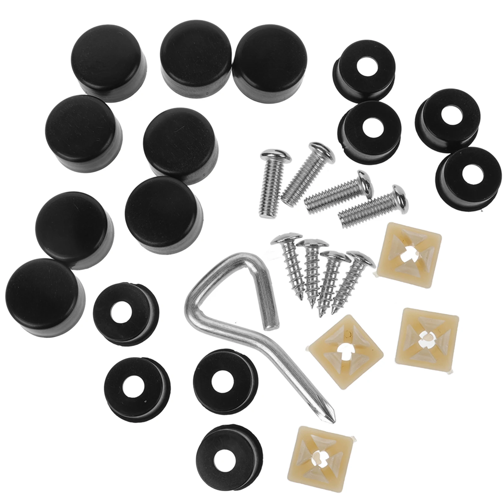 

License Plate Screws Car Number Caps Security Kit For 2 Plates Stable Materials Durability Resistance Sleek Design Car