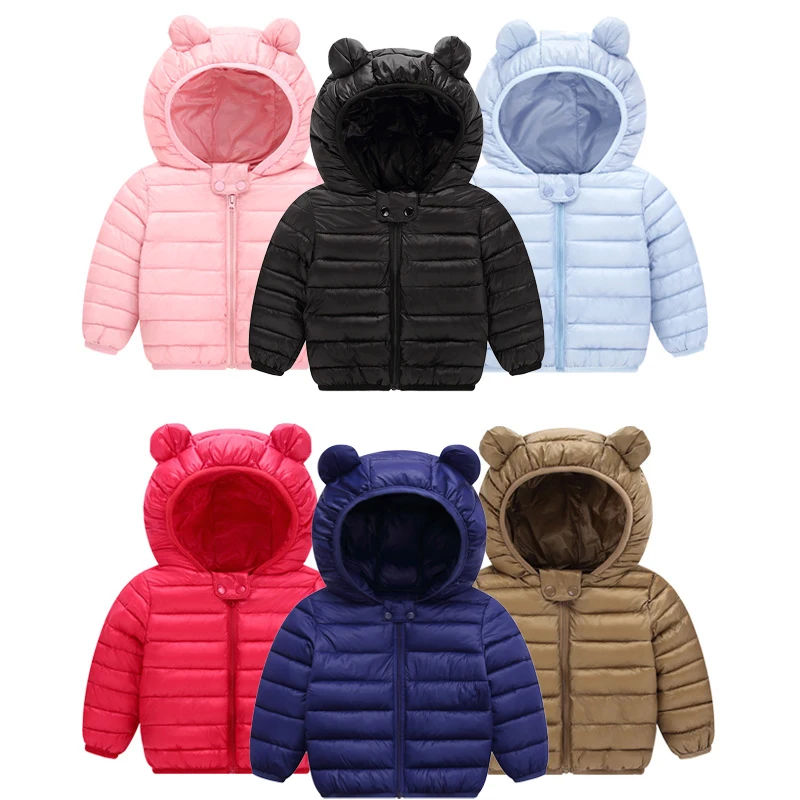 

Toddler Boys Hooded Lightweight Down Jacket Autumn Winter Baby Girls Solid Color Zipper Outerwear Casual Clothing Kids Warm Coat
