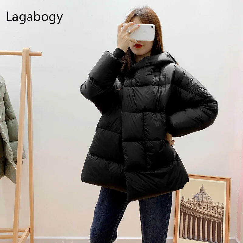 

Hooded 2023 New Winter Casual Warm Women Puffer Jacket Female 90% White Duck Down Coat Long Sleeve Ultra Light Parkas