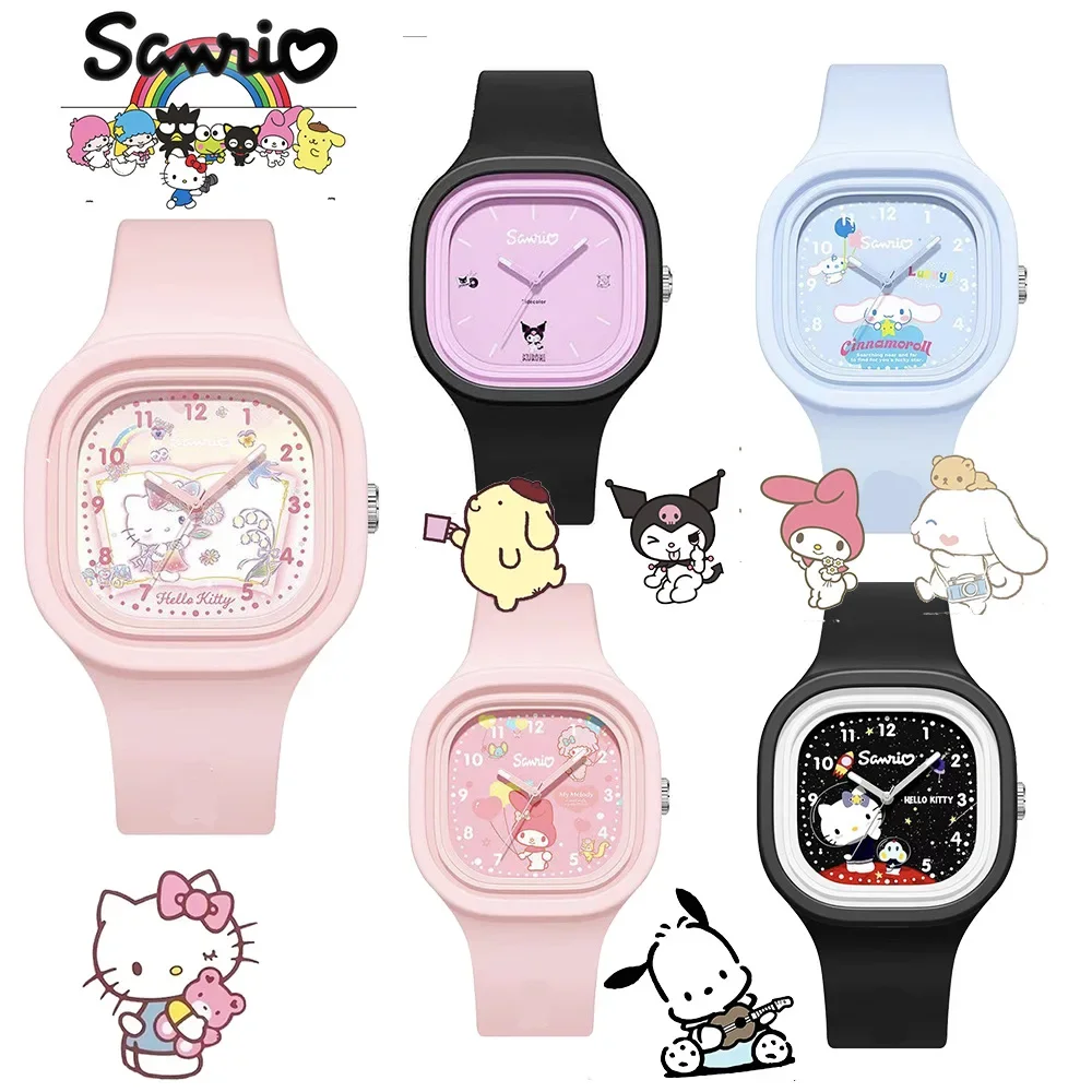 

Sanrio Cartoon Hello Kitty Watch Kuromi Cinnamoroll Silicone Strap Quartz Casual Cute Wrist Watch Girls Childrens Birthday Gifts