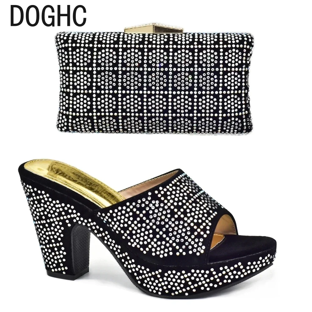 Luxury Designer Shoes Italian Shoes and Bags Matching Set with Rhinestone Women's Pumps 2024 New Trend Italy Shoes with Bag