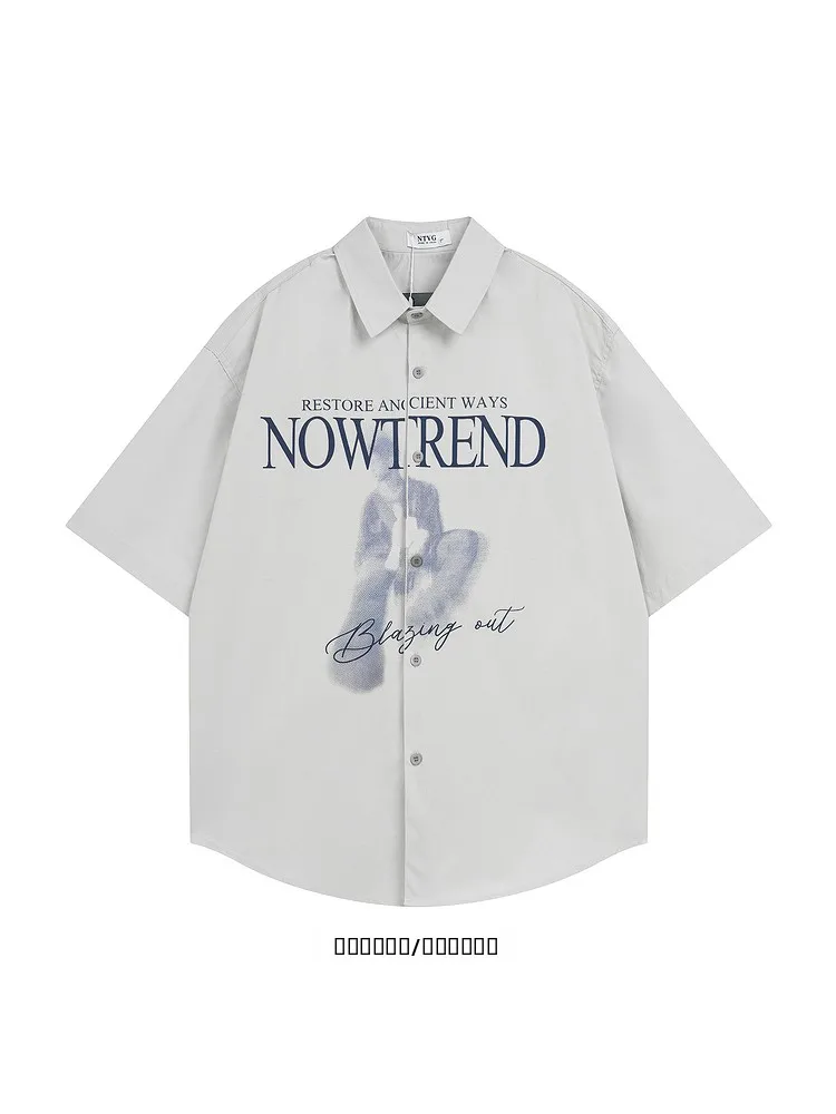 

Креативный дизайн с надписями, открытый кардиган-рубашка, свободный крой, короткий рукав, модная летняя повседневная одежда для мужчин и женщин