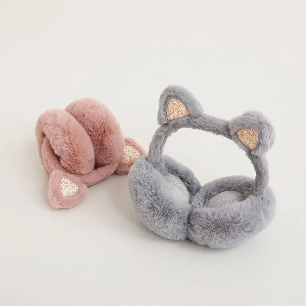 

Comfortable Cat Ear Women Earmuff Soft Plush Kids Ear Cover Solid Color Thick Cute Earflap Female