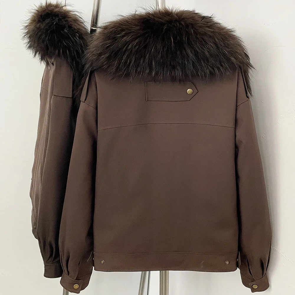 OFTBUY 2026 Neue Winter-Daunenparka für Damen mit Echtem Fuchspelzkragen, Natürliche Pelzjacke, Warme Jacke mit Pelzmanschetten, Lässiger Mantel, Oberbekleidung – Detail 12
