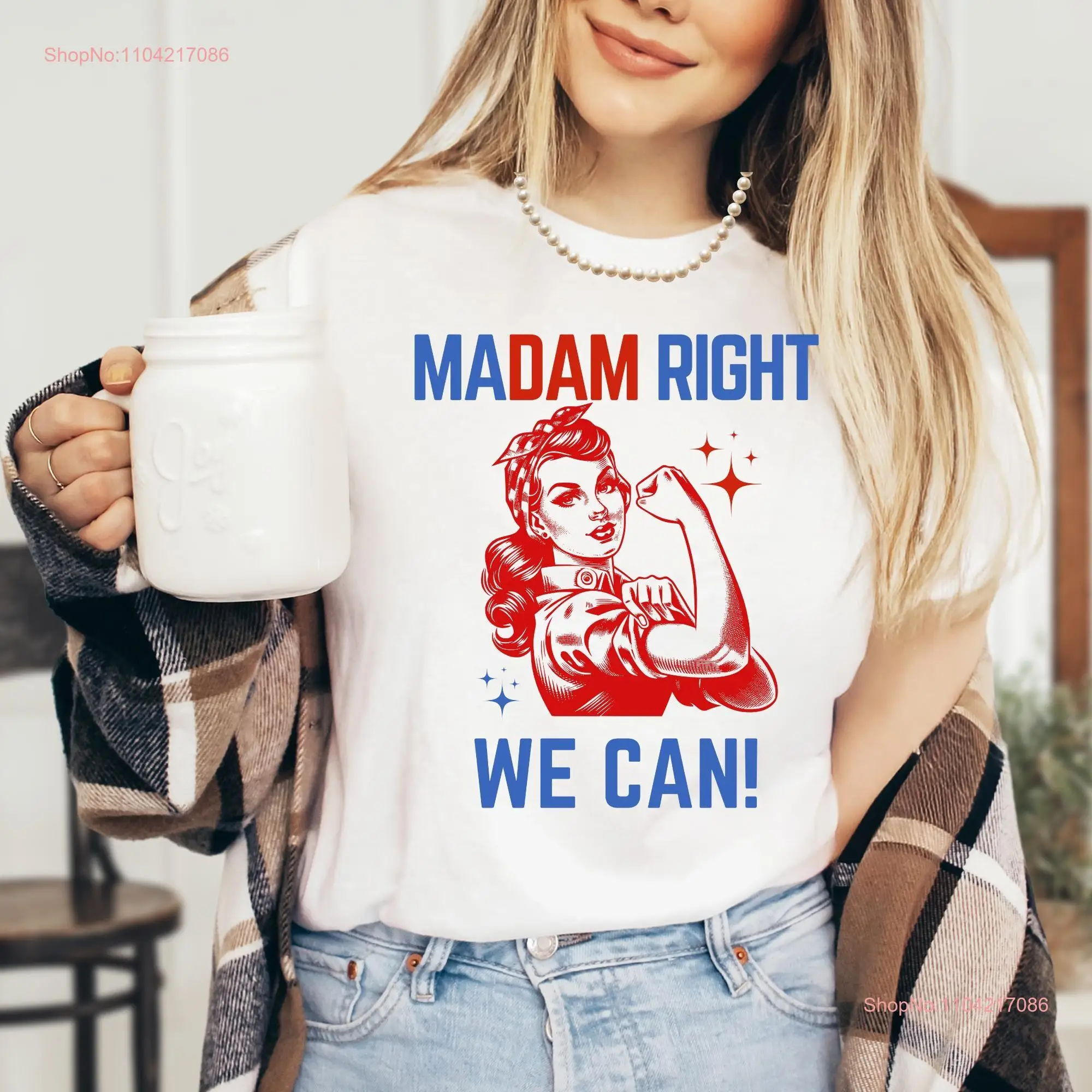 Madam President Rosie Riveter Retro Design Jersey  T Shirt for 2024 Election long or short sleeves