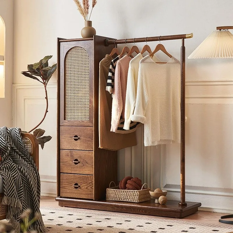 Coat rack cabinet, simple household floor-to-ceiling integrated hanger, modern storage drawer cabinet