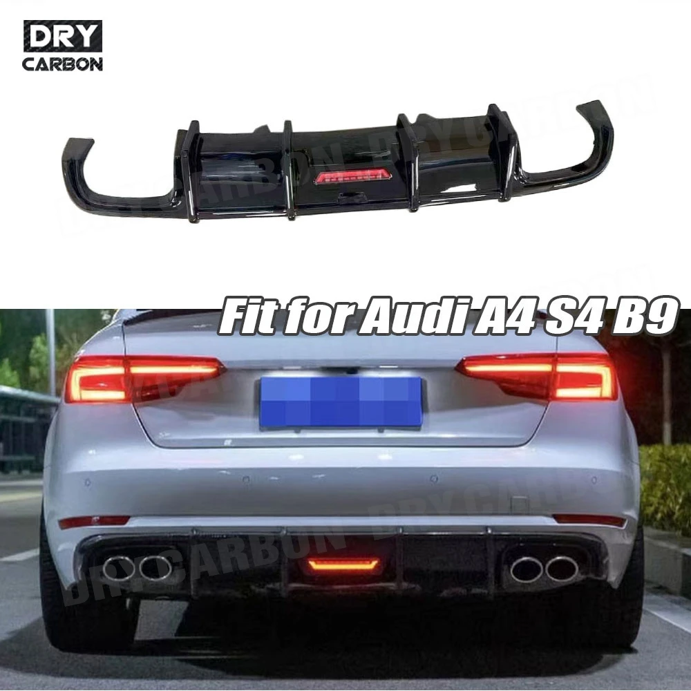 

Dry Carbon Fiber Rear Diffuser Protector For Audi A4 S4 B9 2017-2019 Standard Rear Bumper Lip Diffuser Spoiler ABS Body Kits FRP