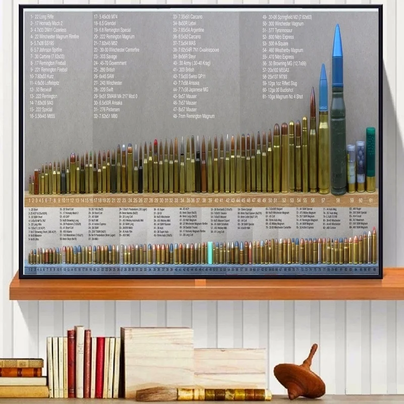 Bore Bullets Chart Details Canvas Art Print Painting Poster Wall Pictures For Living Room Home Decoration Wall Decor No Frame