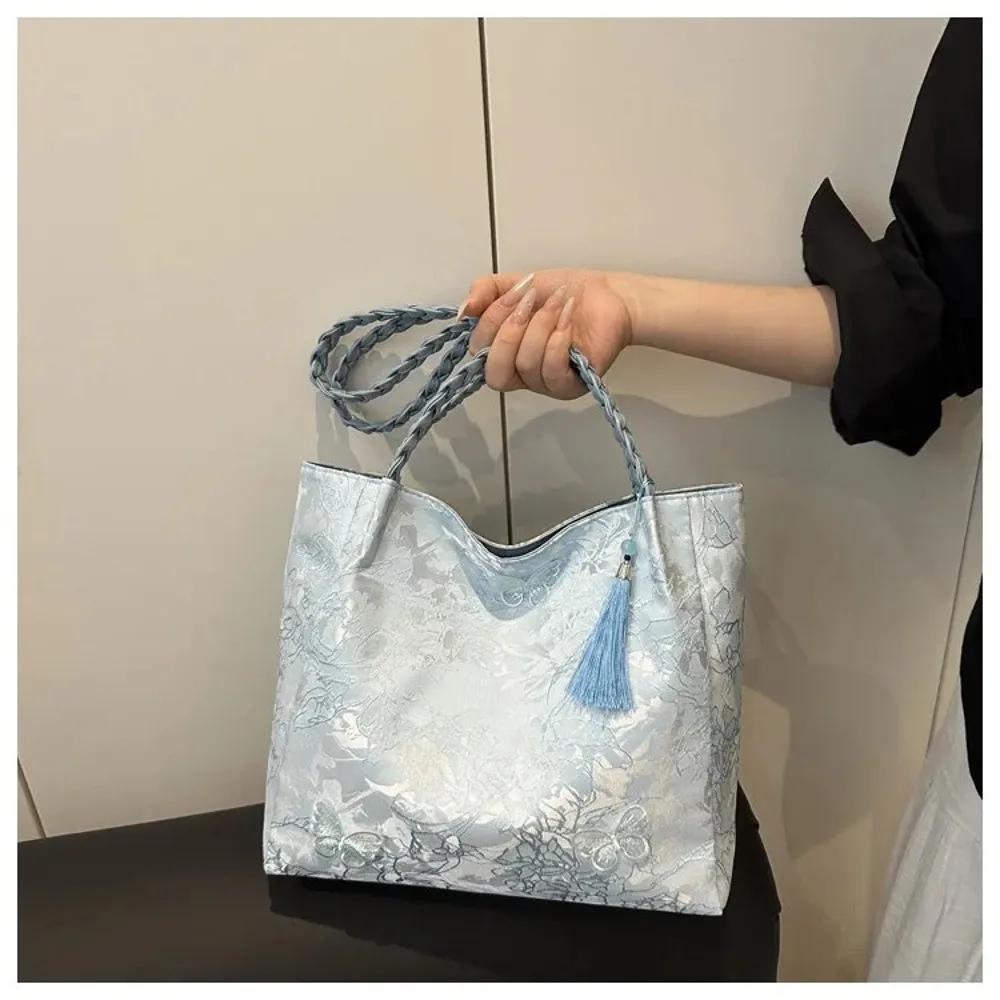 Neue Freizeittasche im chinesischen Stil mit Textur, vielseitige Handtasche mit antiken Hanfu-Elementen, große Kapazität, Arbeitstasche, Geschenk – Detail 18