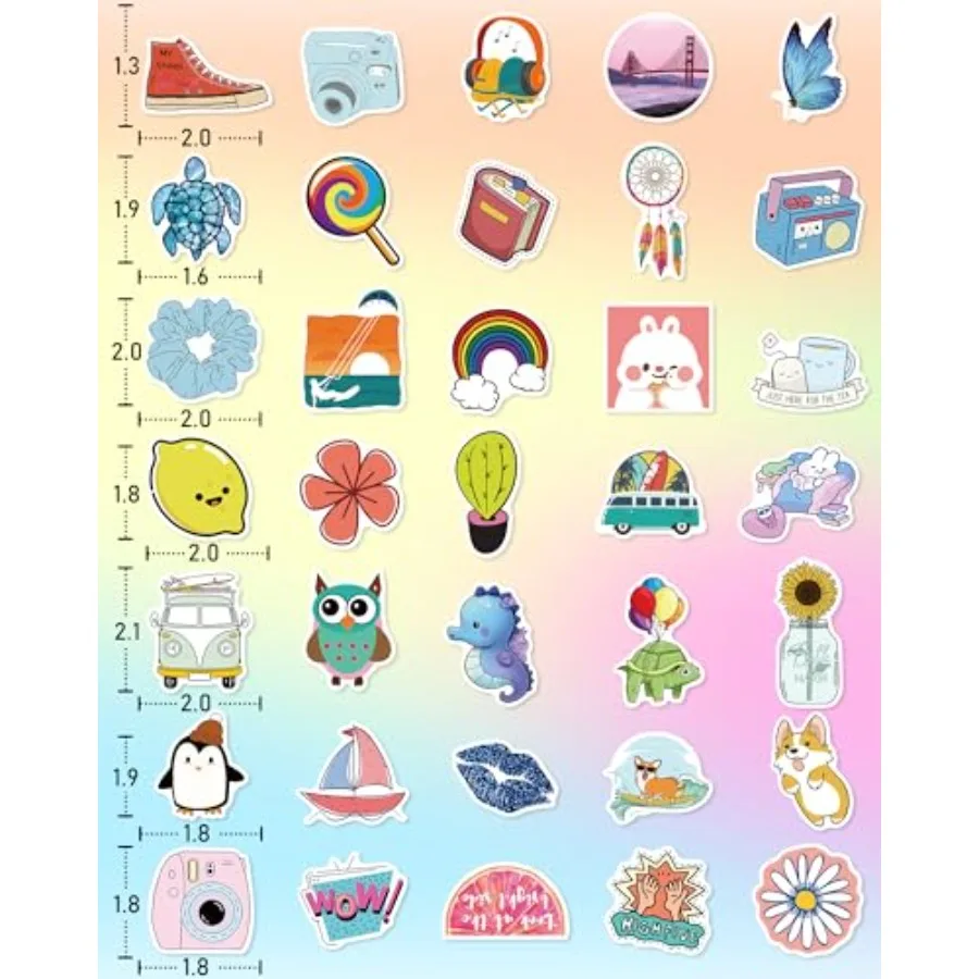 300 Pcs Cute Vinyl Waterproof Stickers for Water Bottles Laptop School and Classroom Use Ideal for Students Teens Girls Teacher